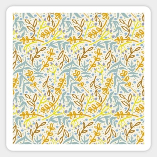 Botanicals and Dots - Hand drawn Design - Light Blue, Orange, Yellow Sticker